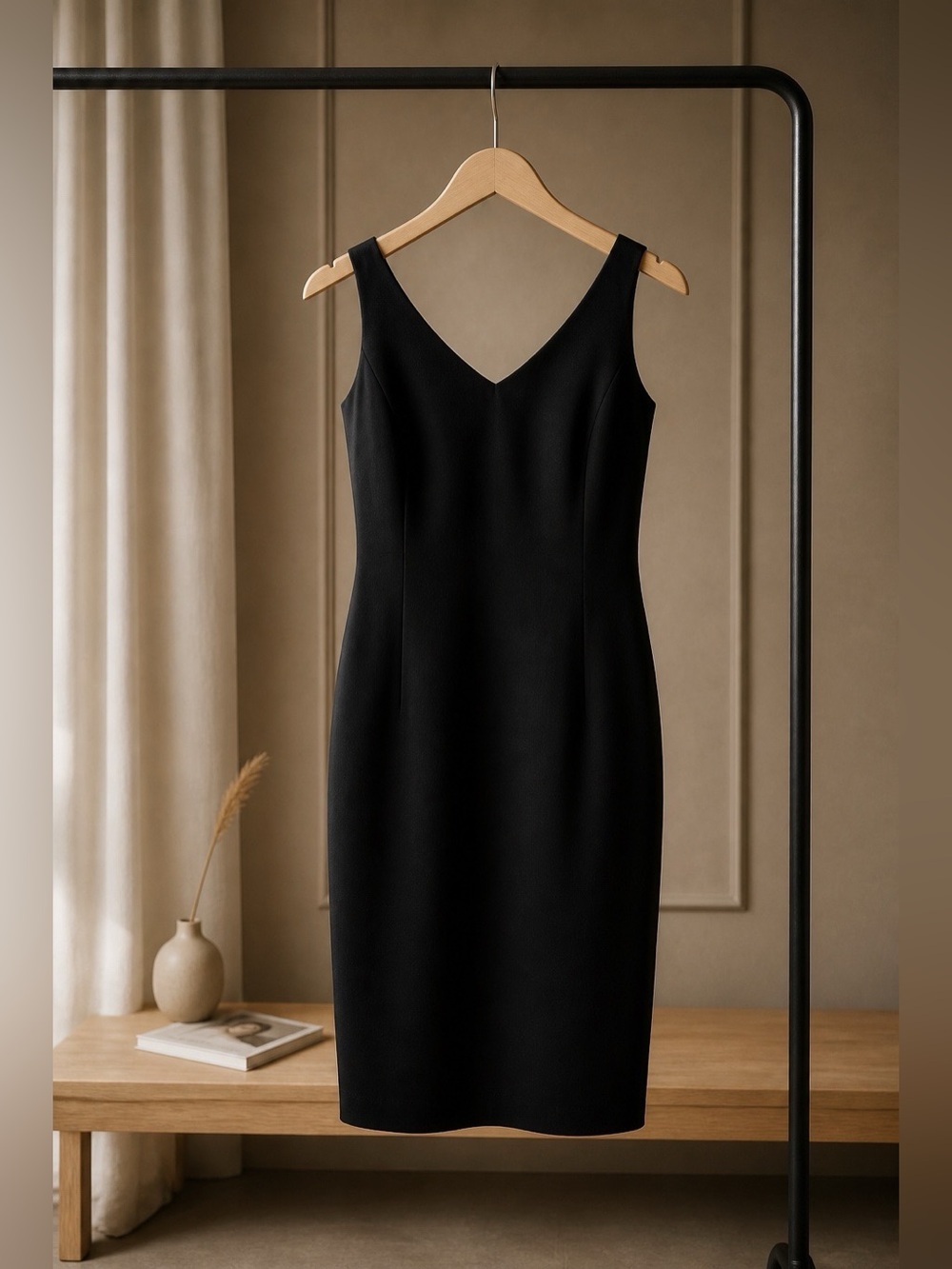 Vintage Jones of New York Black V-Neck Sleeveless Sheath Dress - Women - Picture 3 of 7